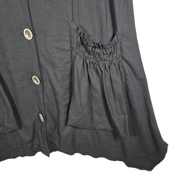 Jones New York Vest Womens 2X Linen Blend Black Lagenlook Tunic Button Front - Picture 4 of 9
